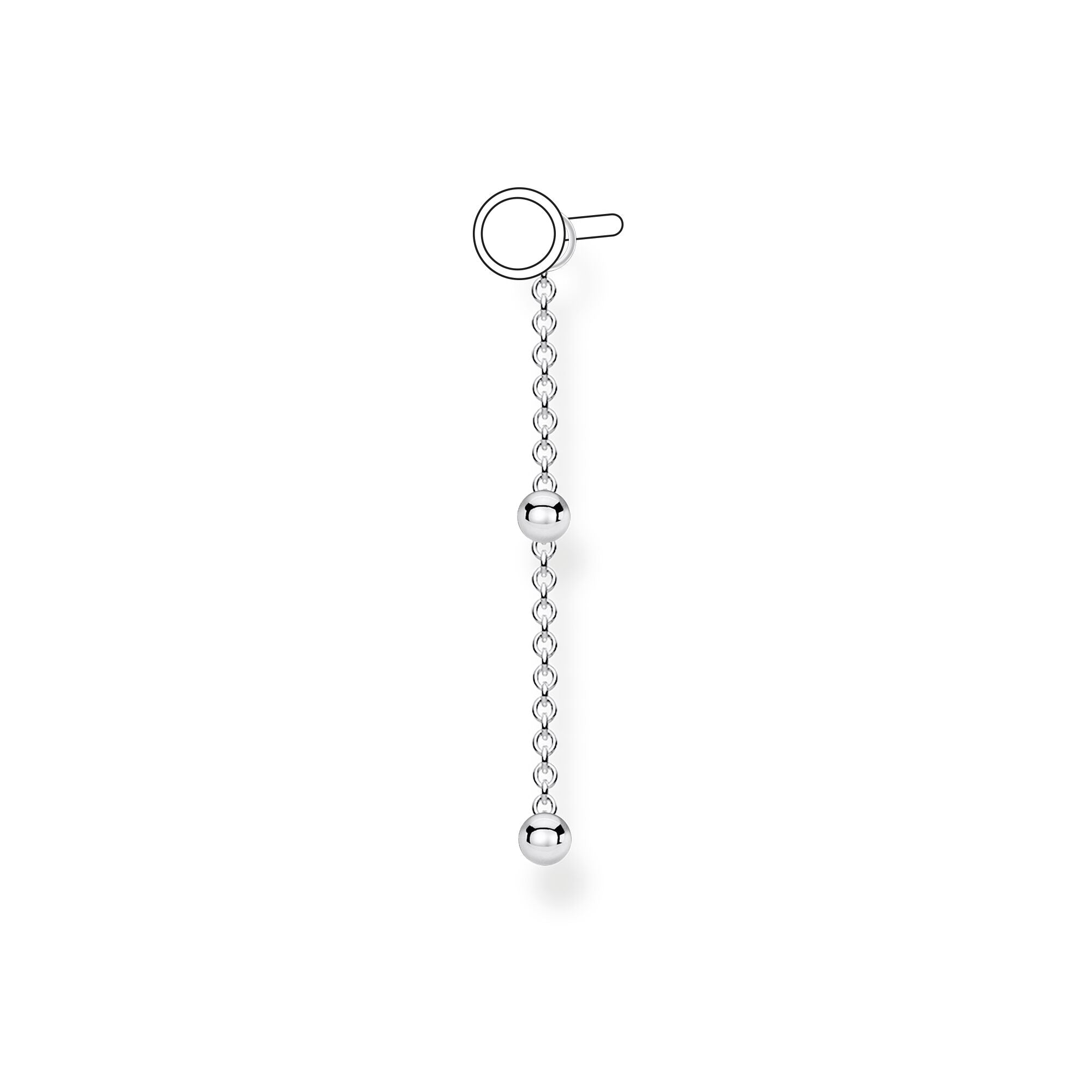 Thomas Sabo, Sterling Silver, Two Dots, Chain, Dangle, Single Earring Pendant, Ottawa
