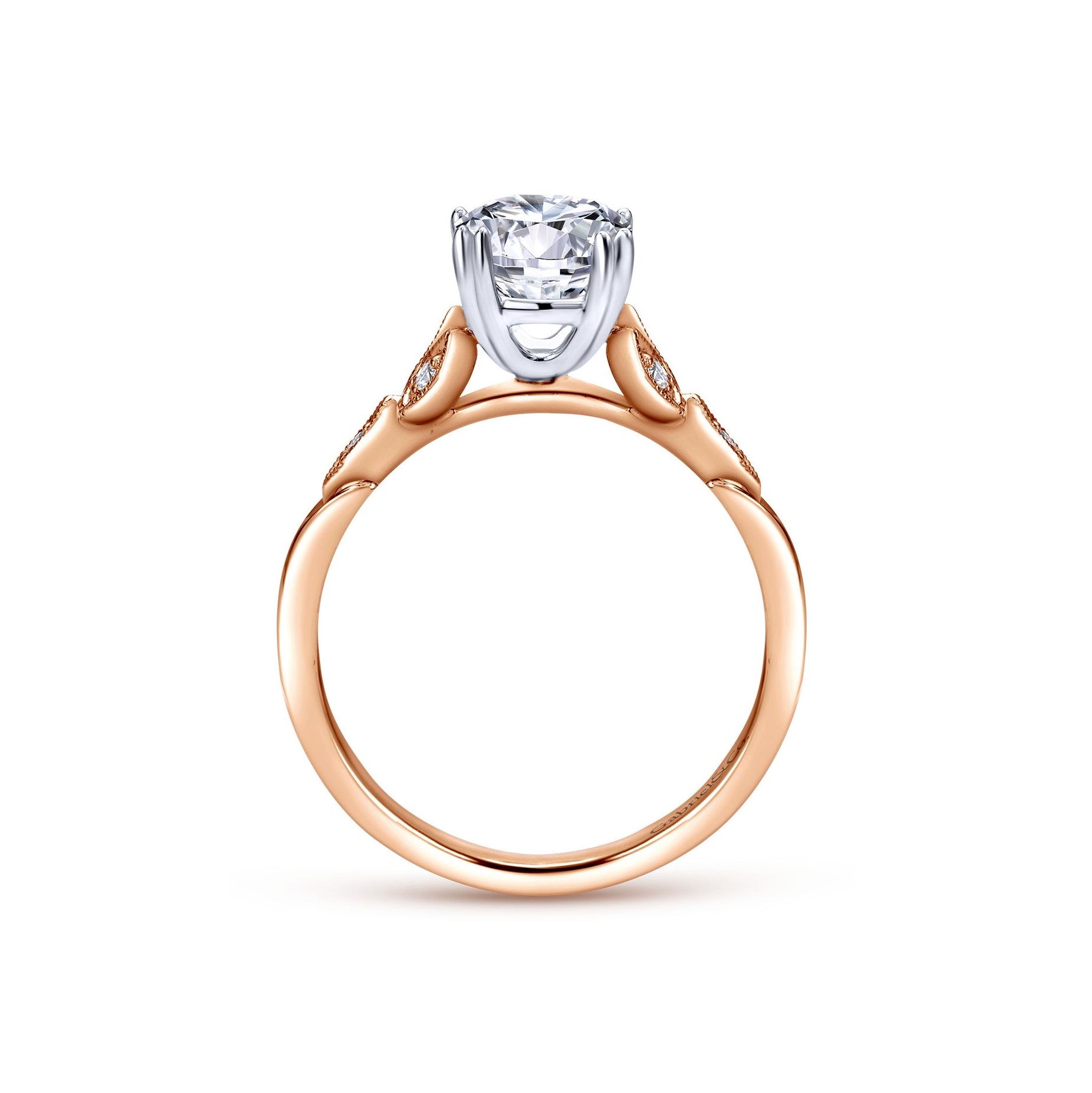 Gabriel & Co. 14K Rose Gold Vintage Inspired Diamond Engagement Ring