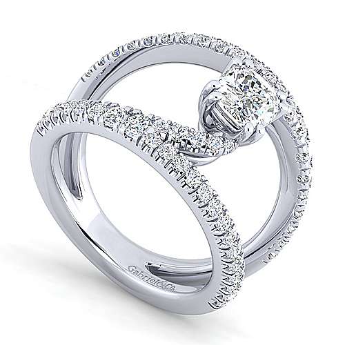 Gabriel & Co. 14K White Gold Open Split Shank Diamond Engagement Ring