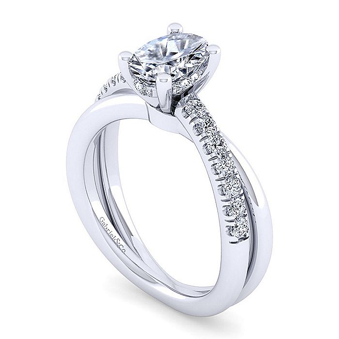 Gabriel & Co. 14k White Gold Diamond Twist Engagement Ring