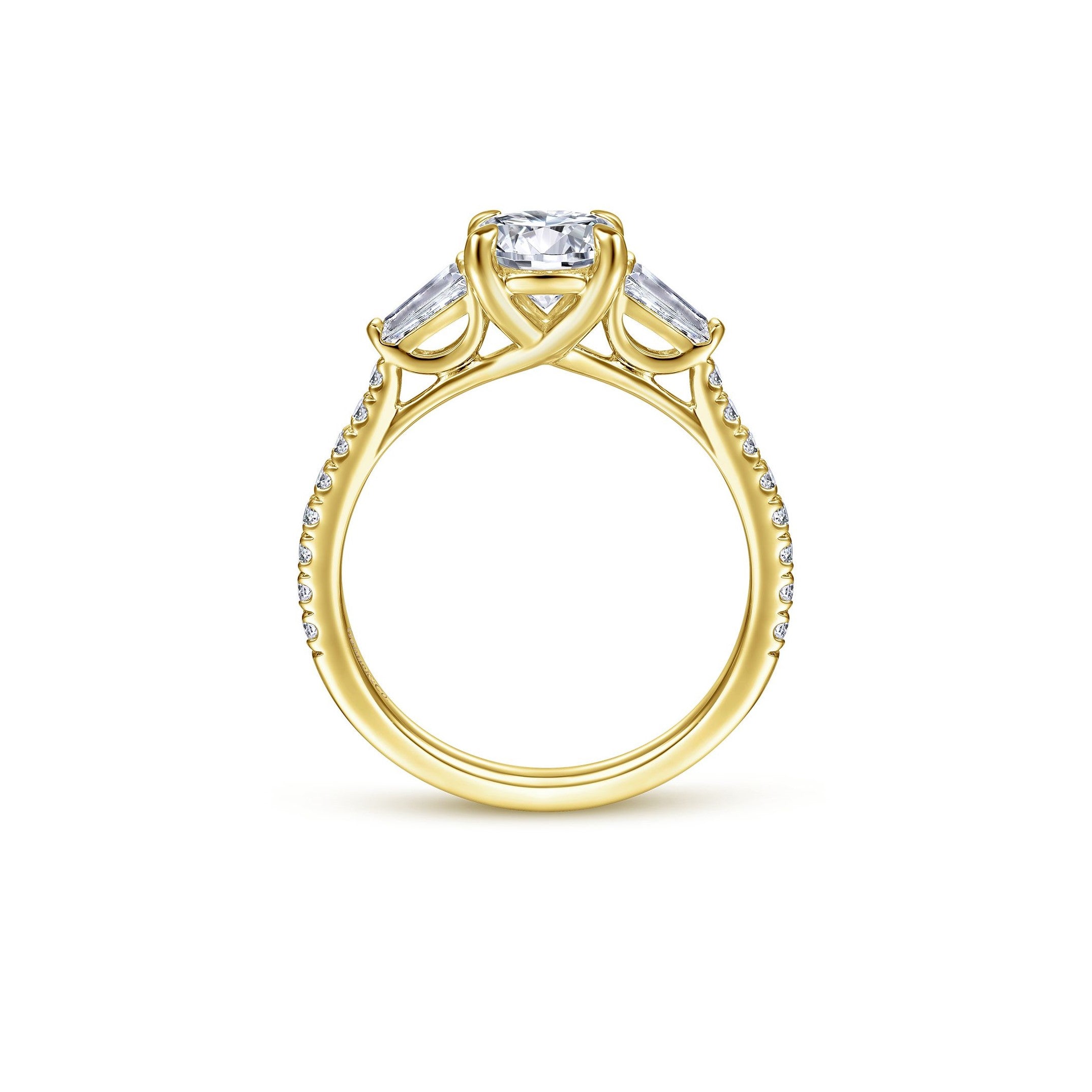 Gabriel & Co. 14k Yellow Gold Three Stone Diamond Engagement Ring