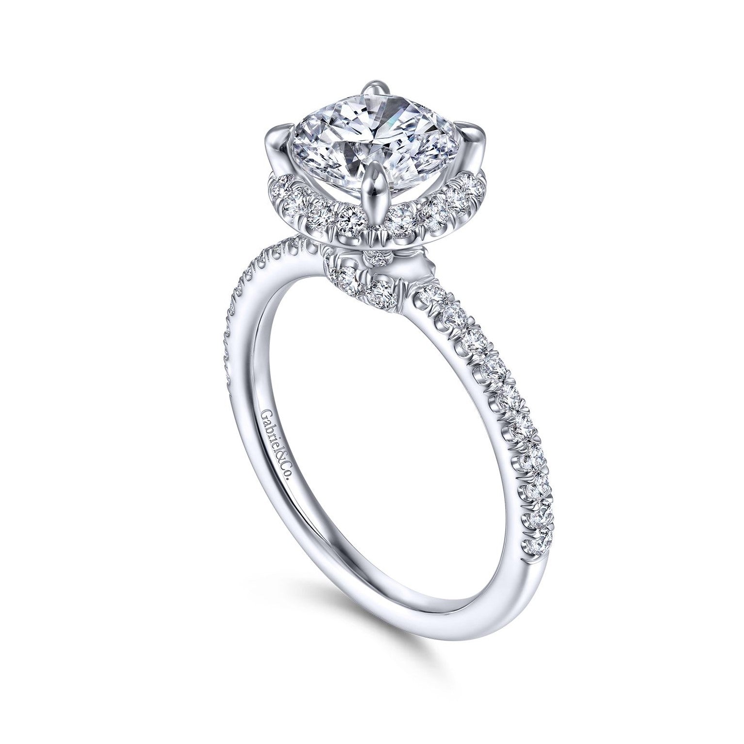 Gabriel & Co. 14k White Gold Round Diamond Halo Engagement Ring