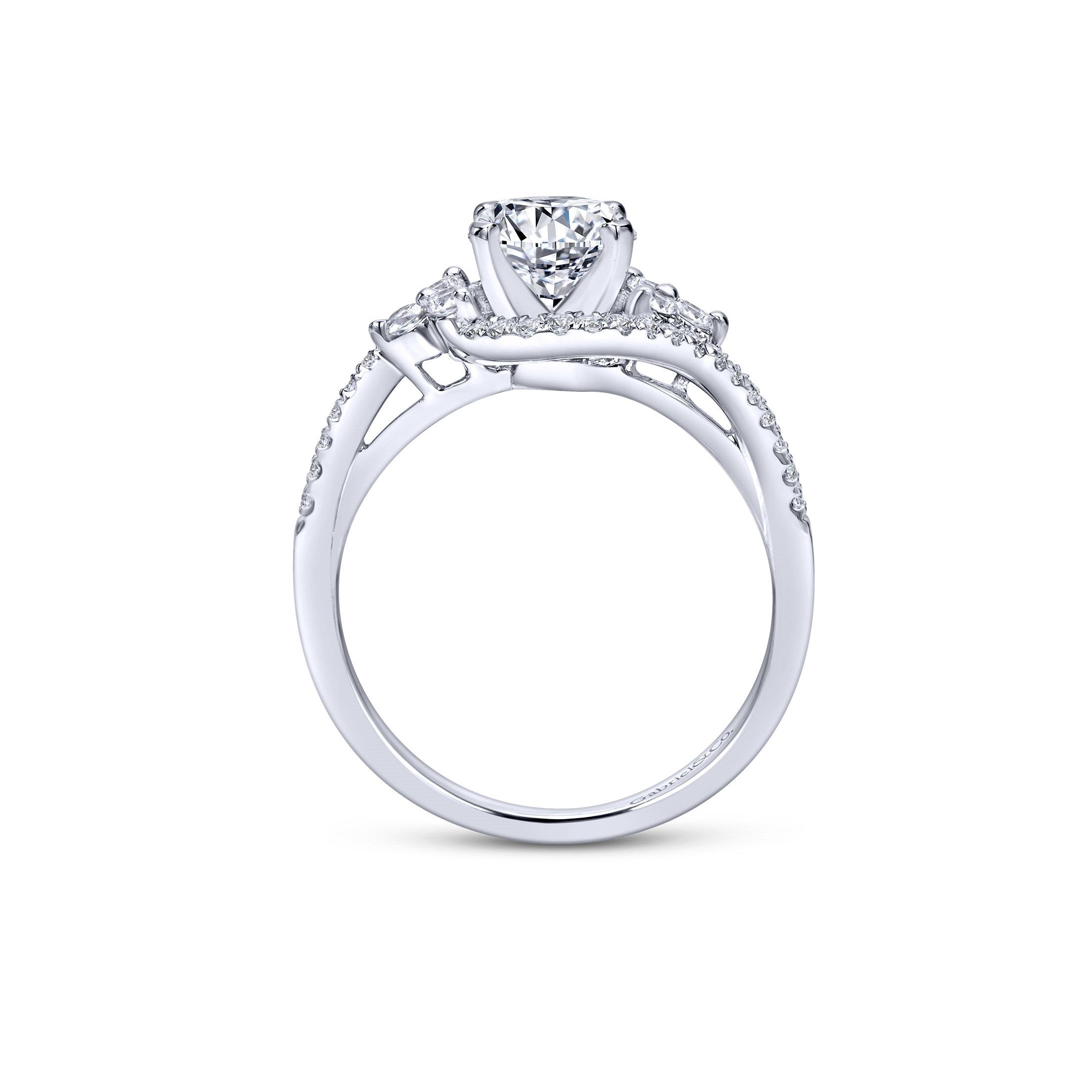 Gabriel & Co. 14k Gold Three Stone Bypass Diamond Engagement Ring