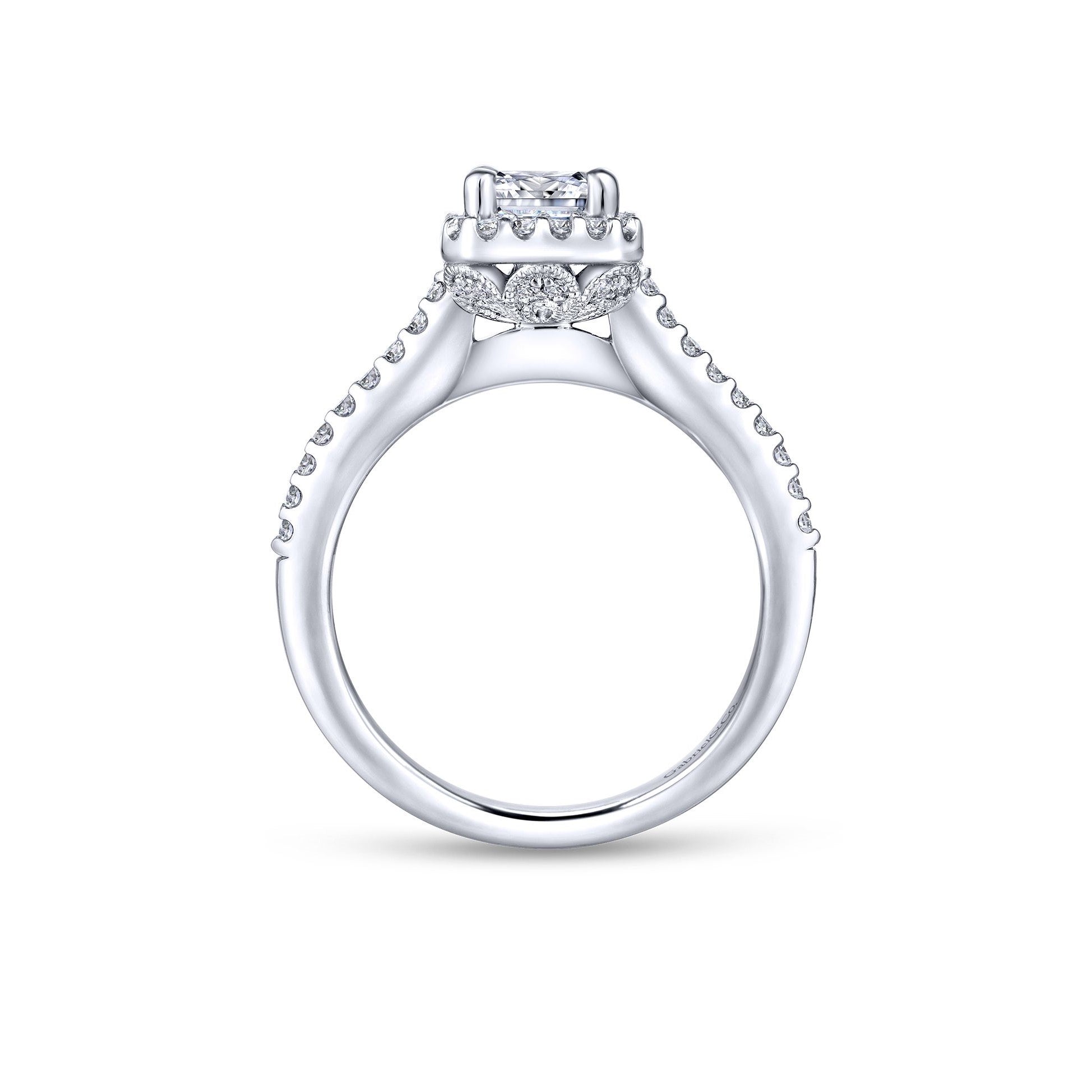 Gabriel & Co. 14k White Gold Emerald Cut Diamond Engagement Ring Semi-Mount