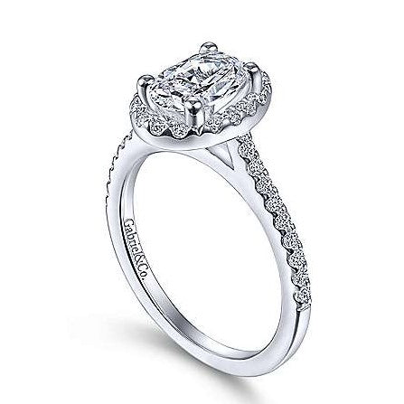 Gabriel & Co. 14k White Gold Timeless Oval Halo Engagement Ring Mount