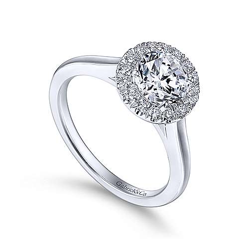 Gabriel & Co. 14k White Gold Round Halo Diamond Engagement Ring