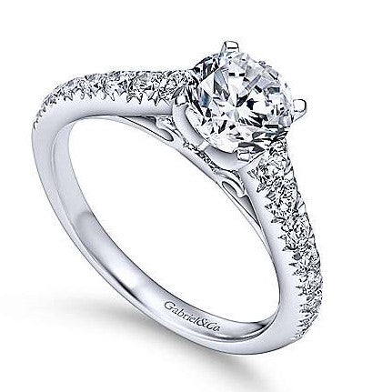 Gabriel & Co. 14k White Gold Straight Style Graduated Diamond Engagement Ring