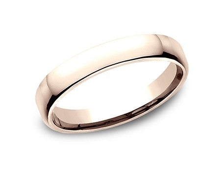 3.5mm 14 karat rose gold classic ring with a high polish finish