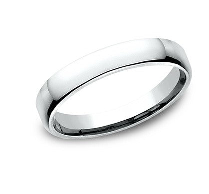 3.5mm 10 karat white gold classic ring with a high polish finish