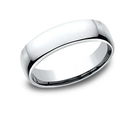 5.5mm 18k white gold classic ring with a high polish finish