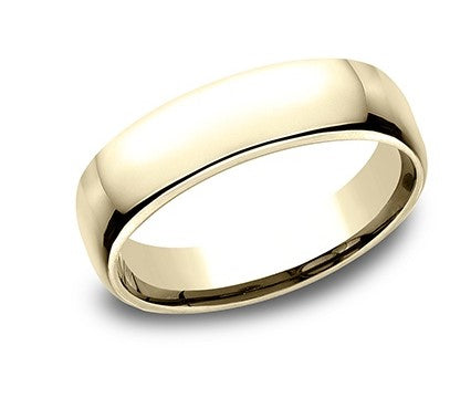 5.5mm 10k yellow gold classic ring with a high polish finish
