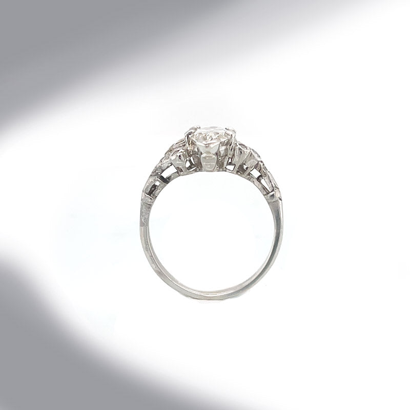 Estate 18K Gold 1.40 Carat Marquise Cut Natural Diamond Engagement Ring
