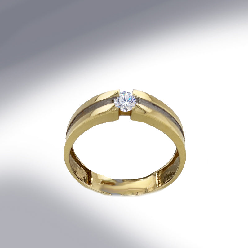 Estate 18K White and Yellow Gold Cubic Zirconia Ring
