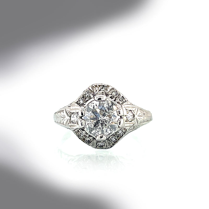 Estate Platinum 1.26 CaratNatural Galaxy Diamond Engagement Ring