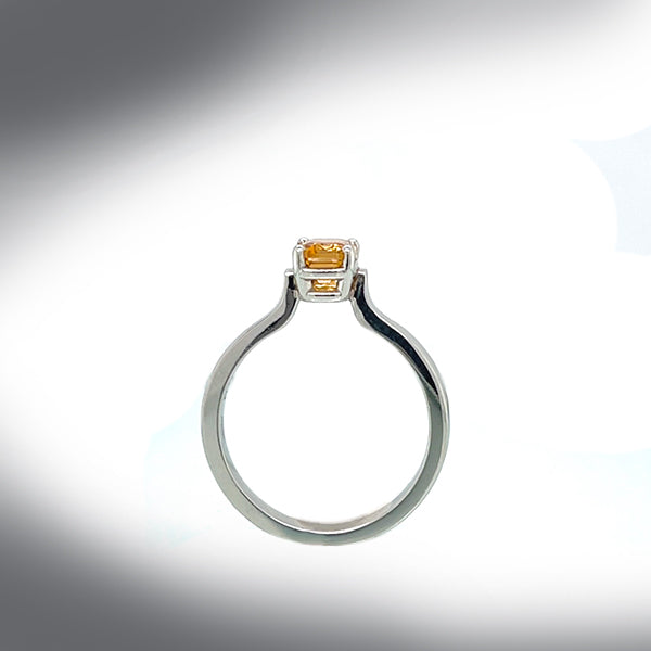 Estate Platinum Custom Design Golden Tourmaline Ring