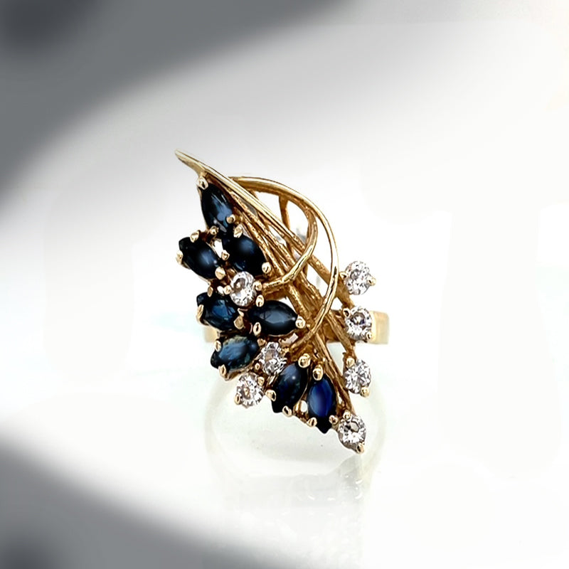Estate Sapphire and Cubic Zirconia Ring