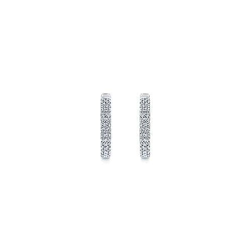 Products Gabriel & Co. 14K White Gold 10mm Diamond Classic Huggies front angle