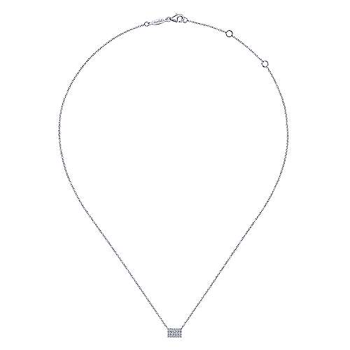14 karat white gold and diamonds baguette halo pendant necklace by Gabriel & Co