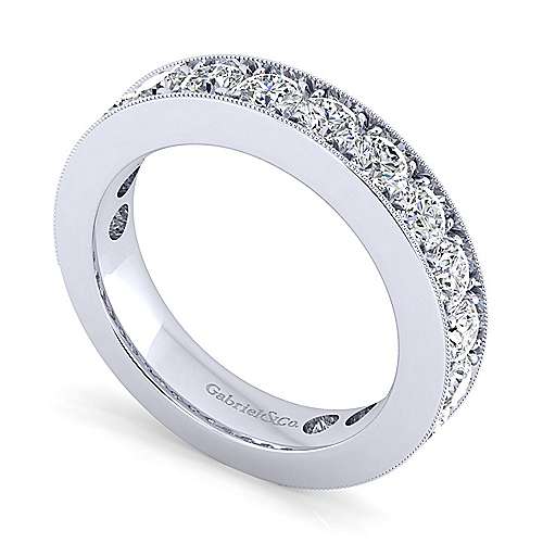 Gabriel & Co. 14k White Gold Micro-Pave Channel Set Diamond Vintage Style Wedding Ring