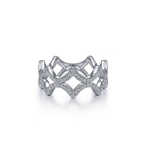 Gabriel & Co 14k White Gold Open Triangular Diamond Ring