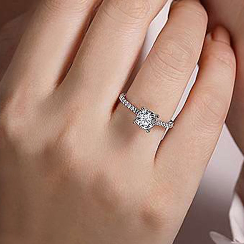 Gabriel & Co. 14K White Gold 1.00ct Lab Grown Round Diamond Engagement Ring