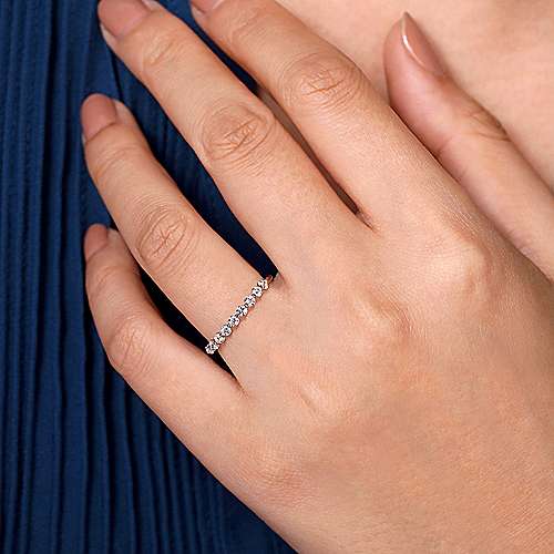 Gabriel & Co. 14K White Gold Diamond Ring Band on woman's hand