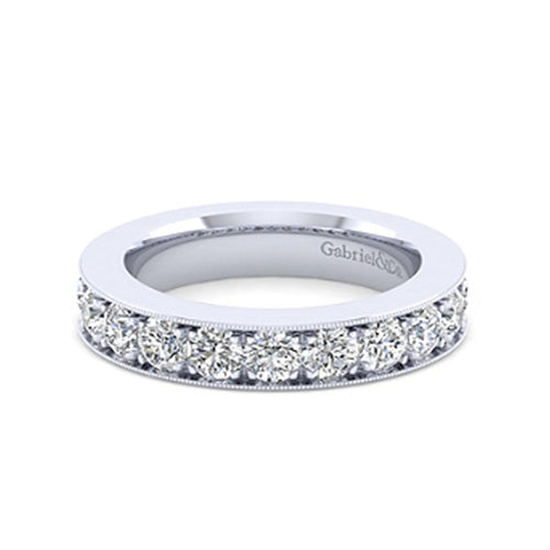 Gabriel & Co. 14k White Gold Micro-Pave Channel Set Diamond Vintage Style Wedding Ring
