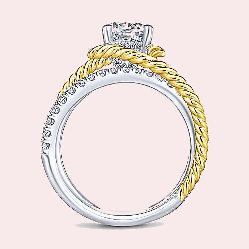 Gabriel & Co. 14K Yellow & White Gold 1.21ct  Diamond Free Form Ring
