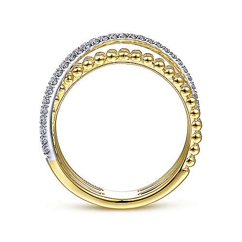 Gabriel & Co. 14K White-Yellow Gold Twisted Diamond Ring top view