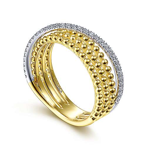 Gabriel & Co. 14K White-Yellow Gold Twisted Diamond Ring side view
