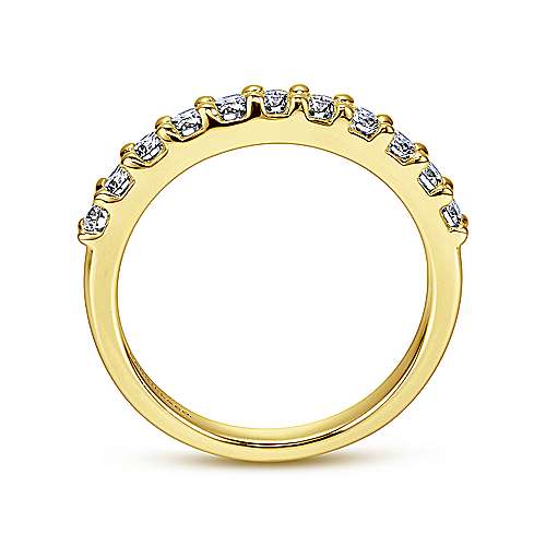 14 karat yellow gold, 11 diamond line, stackable ring from gabriel and co. 