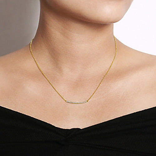 Gabriel & Co. 14k Yellow Gold Diamond Bar Necklace
