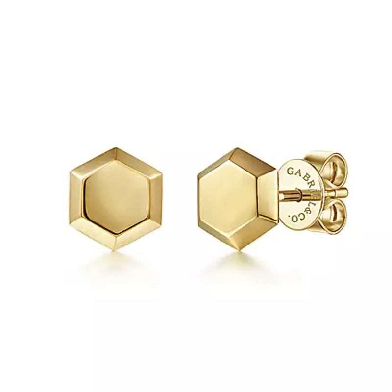 Gabriel & Co. 14K Yellow Gold Hexagonal Stud Earrings