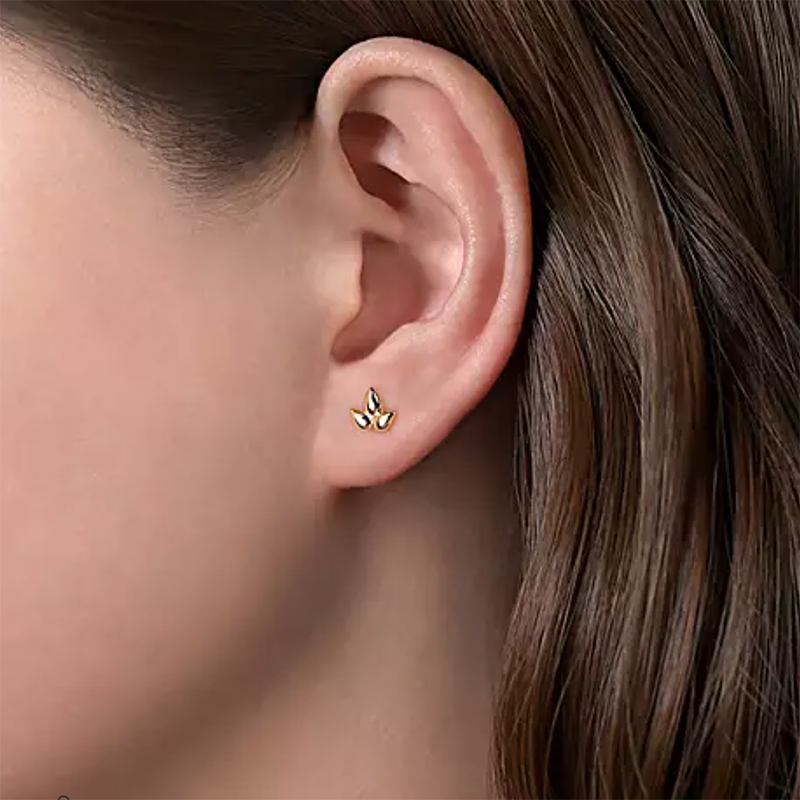 Gabriel & Co. 14K Yellow Gold Triple Pear Shape Stud Earrings