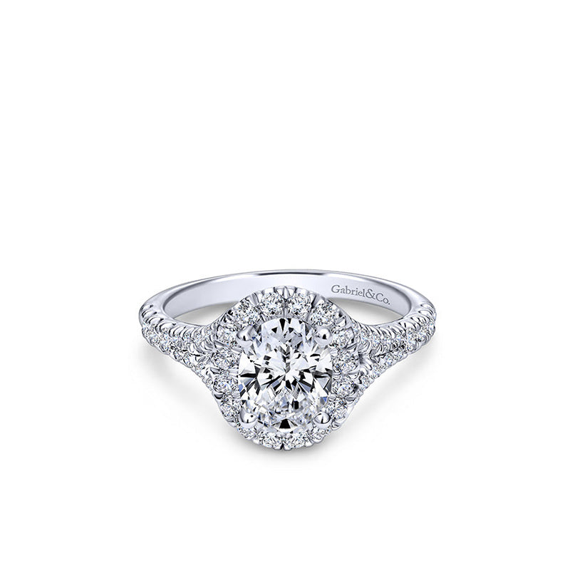 Gabriel & Co. 14K White Gold Oval Halo Diamond Engagement Ring