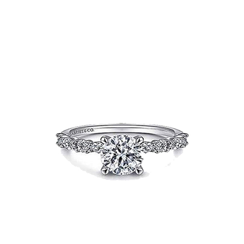 Gabriel & Co. 14K Round and Oval Diamond Engagement Ring