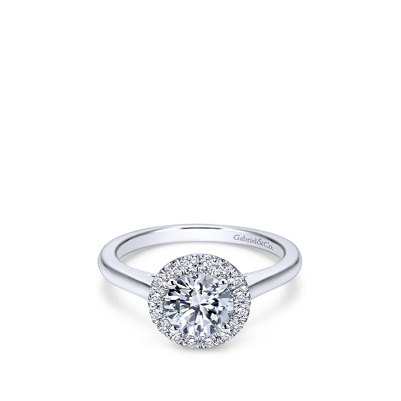 Gabriel & Co. 14k White Gold Round Halo Diamond Engagement Ring
