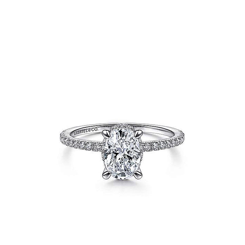 Gabriel Co 14K Hidden Halo Oval Diamond Engagement Ring – TrueBijoux