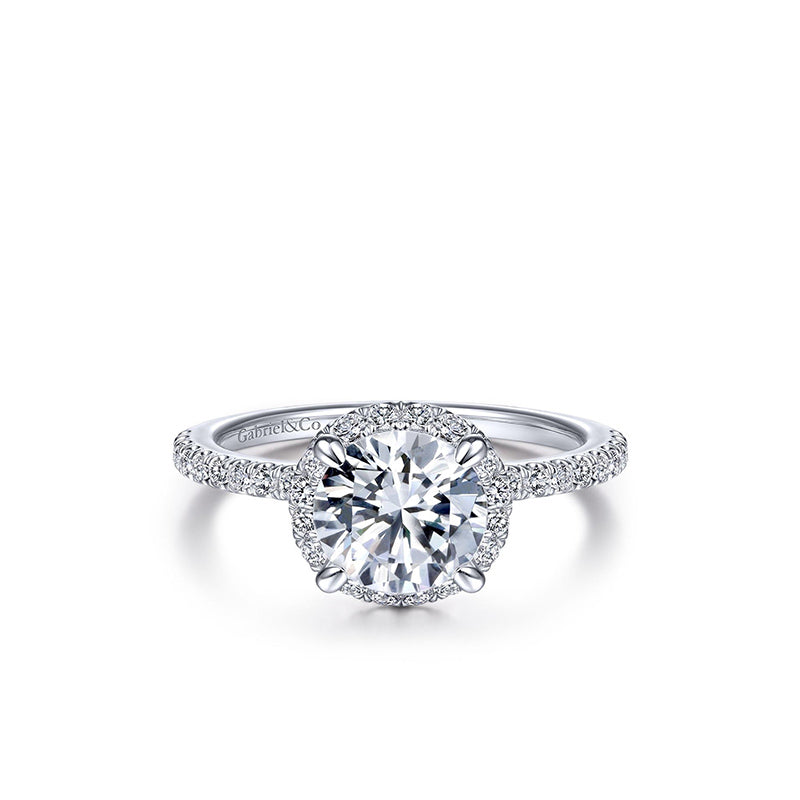 Gabriel & Co. 14k White Gold Round Diamond Halo Engagement Ring