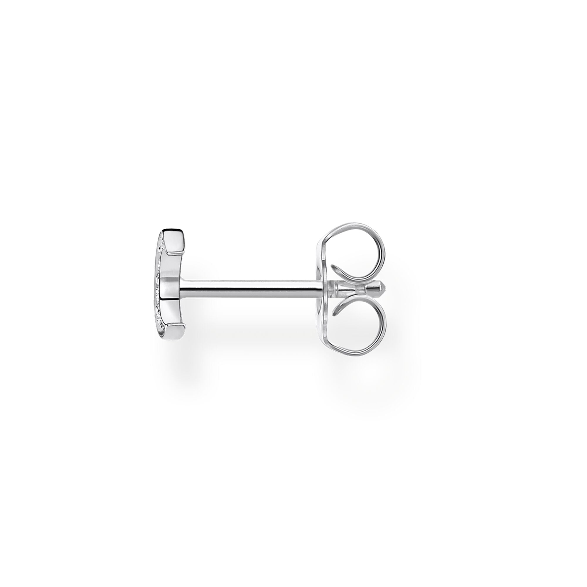 sterling silver, designer thomas sabo, cubic zirconia, crescent moon, single stud earring