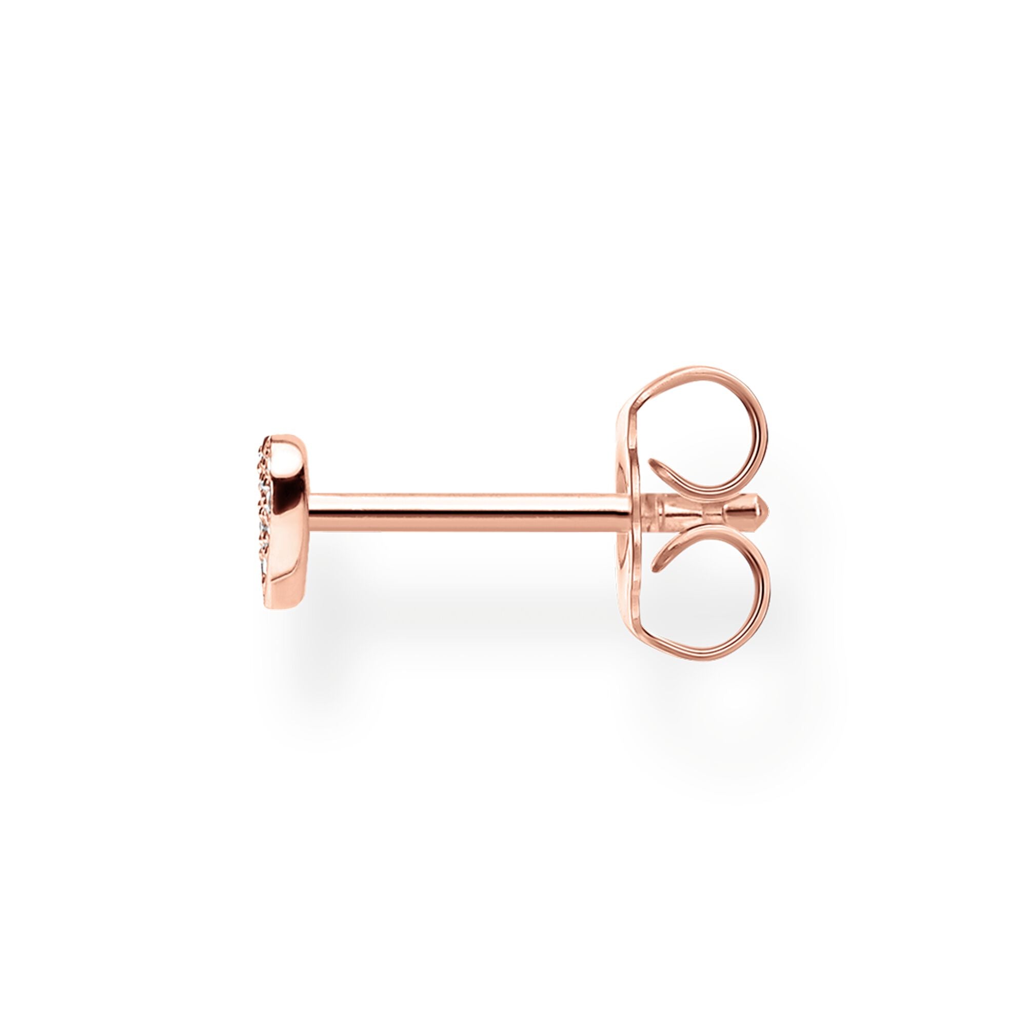 Thomas Sabo, Sterling Silver, Rose Gold Plated, Cubic Zirconia, Pave, Heart, Single Earring Stud, Push backing, Ottawa