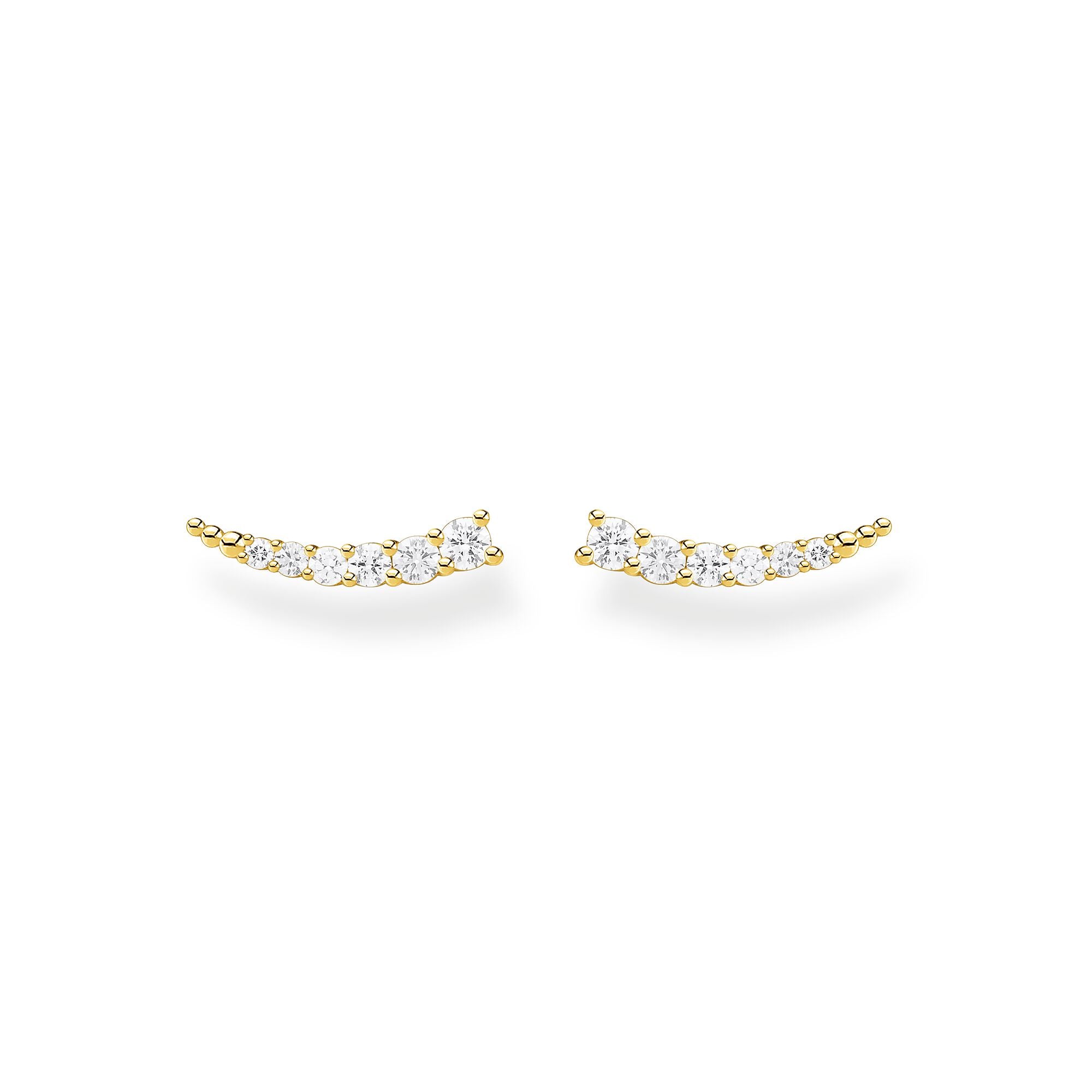 Thomas Sabo, Sterling Silver, Yellow Gold Plated, Cubic Zirconia, Multi Stone, Curve, Earring Climbers, Ottawa