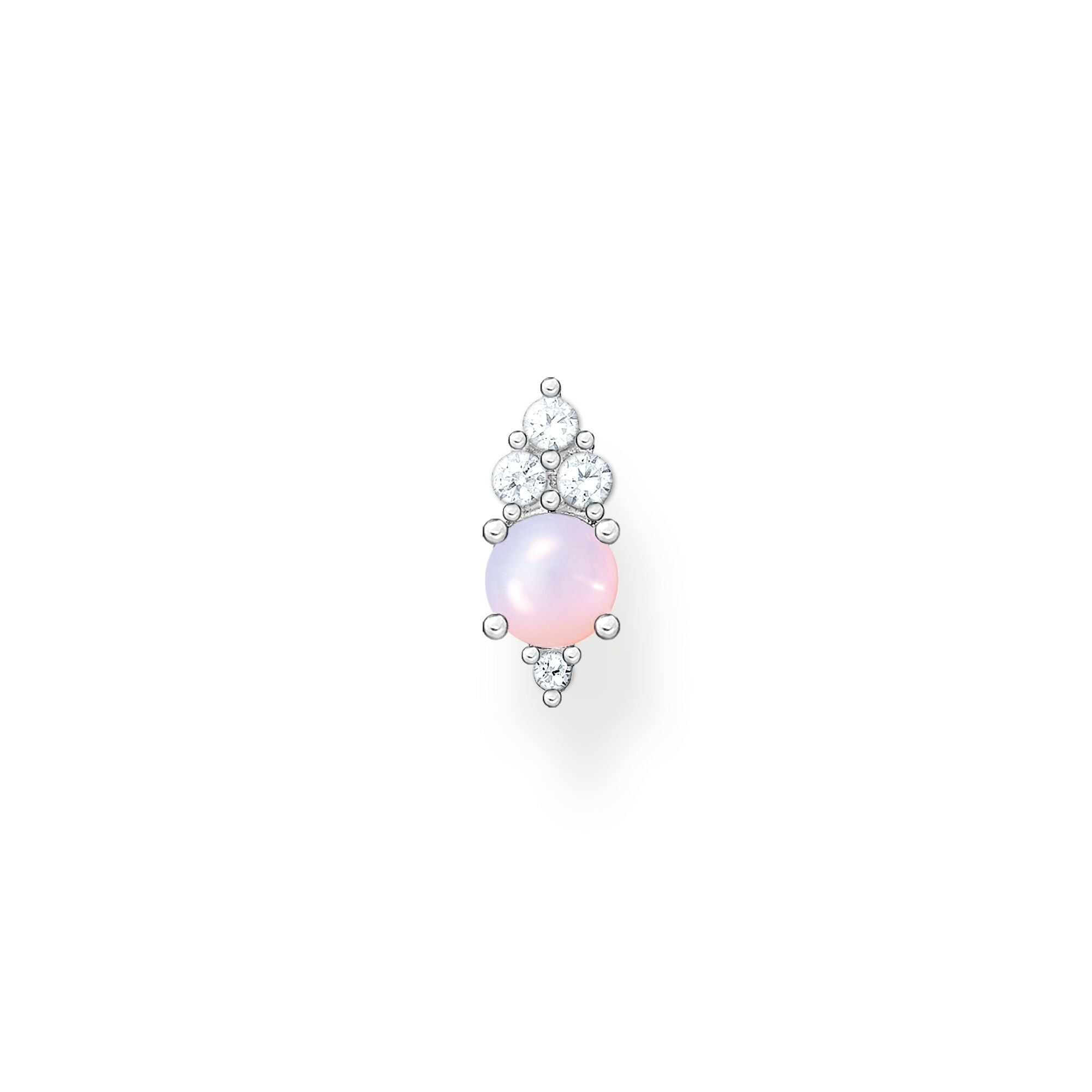 Thomas Sabo sterling silver and pink opal effect stone, white cz single stud earring