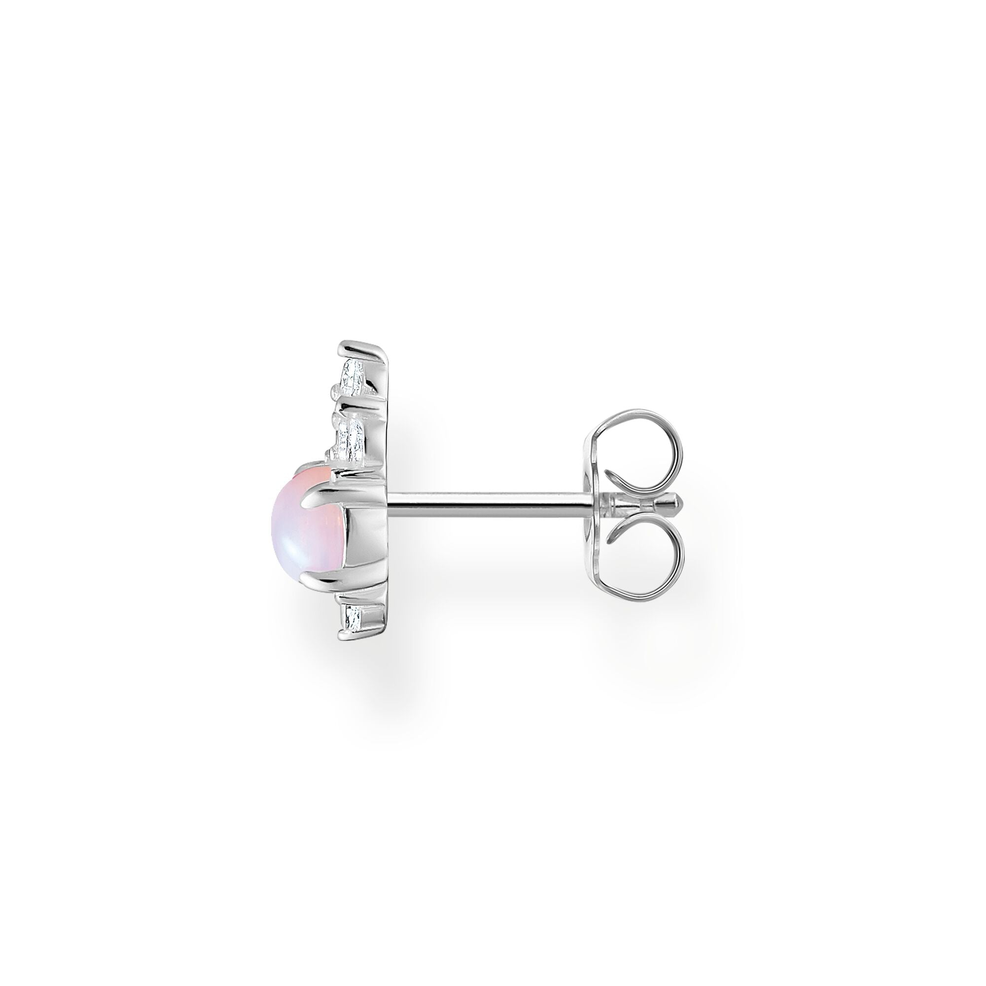 Thomas Sabo sterling silver and pink opal effect stone, white cz single stud earring