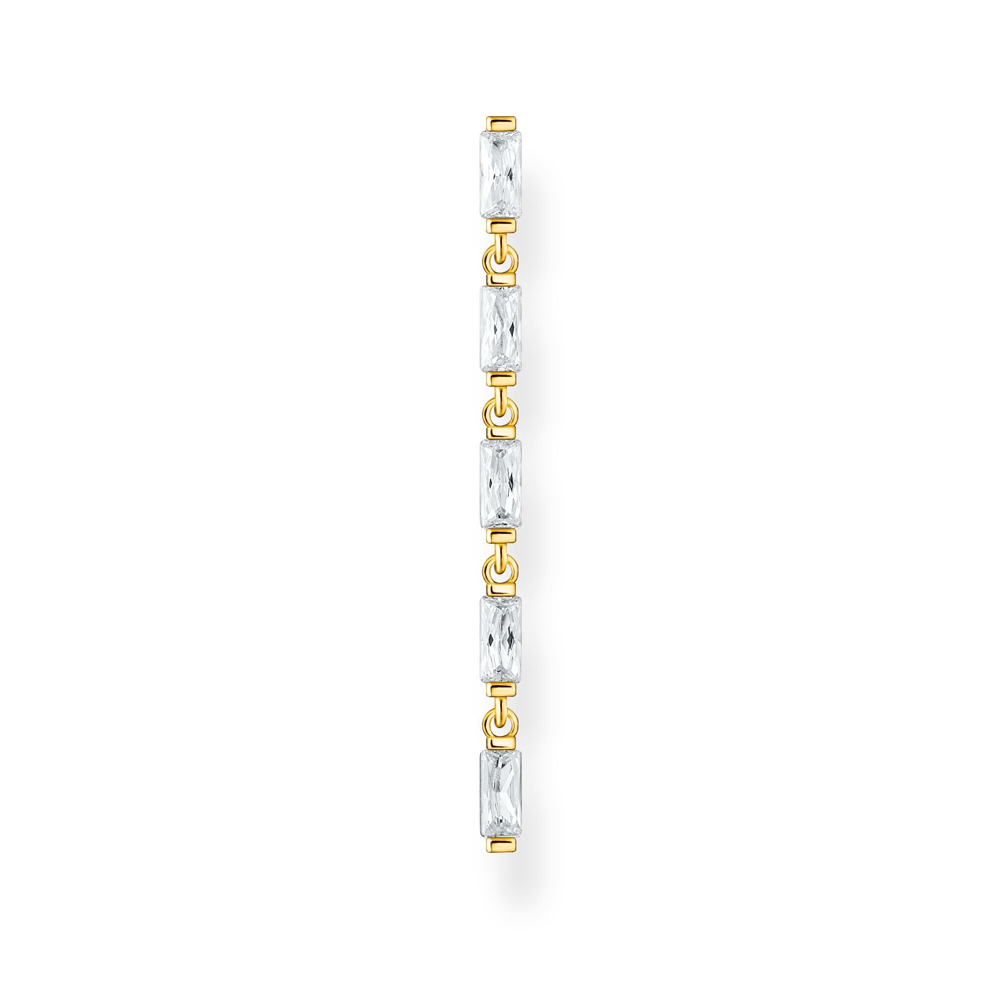Thomas Sabo 18k yellow gold plated sterling silver, 5 white baguette cz dangle, single stud earring