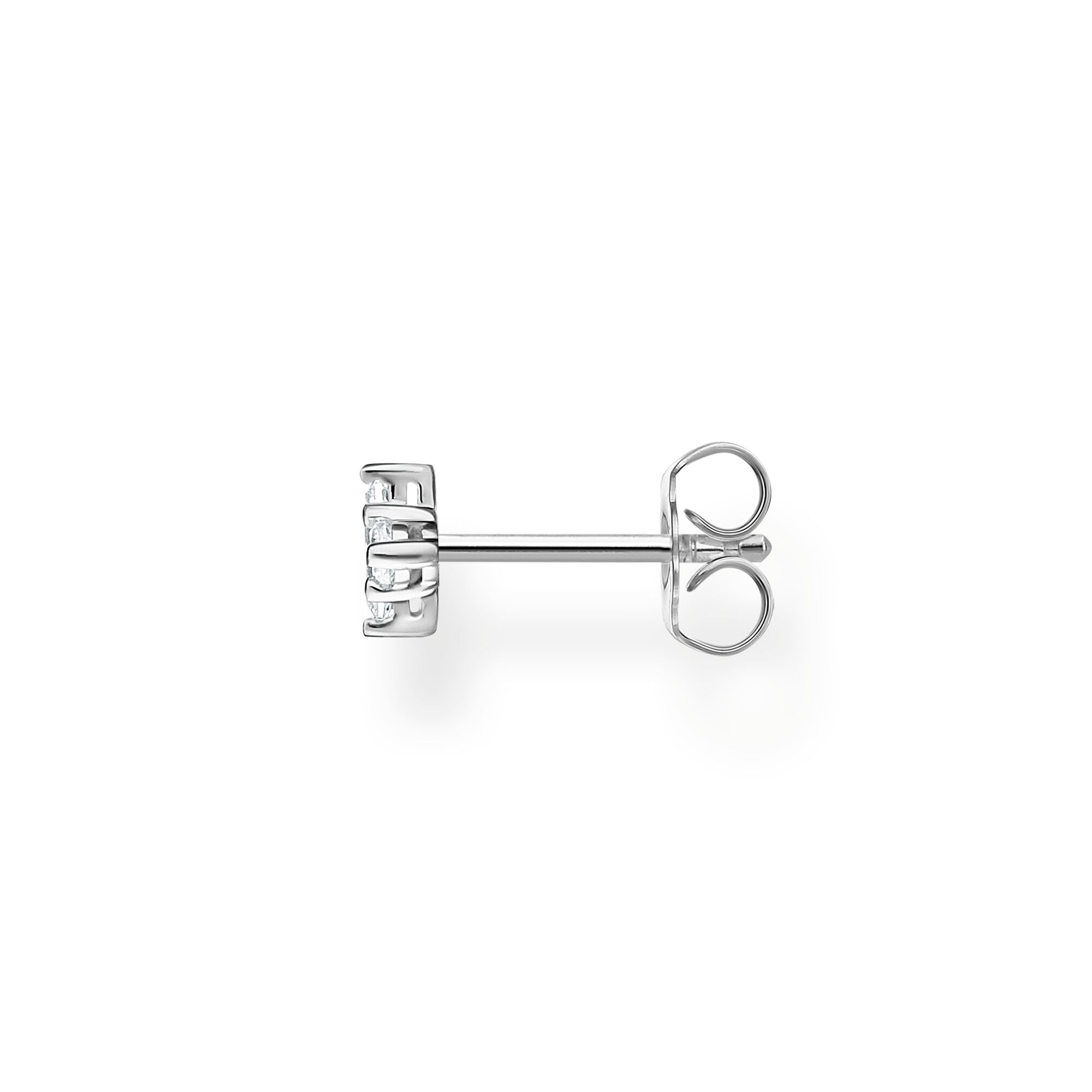 Thomas Sabo sterling silver and white baguette stone with round stone accent, single stud earring
