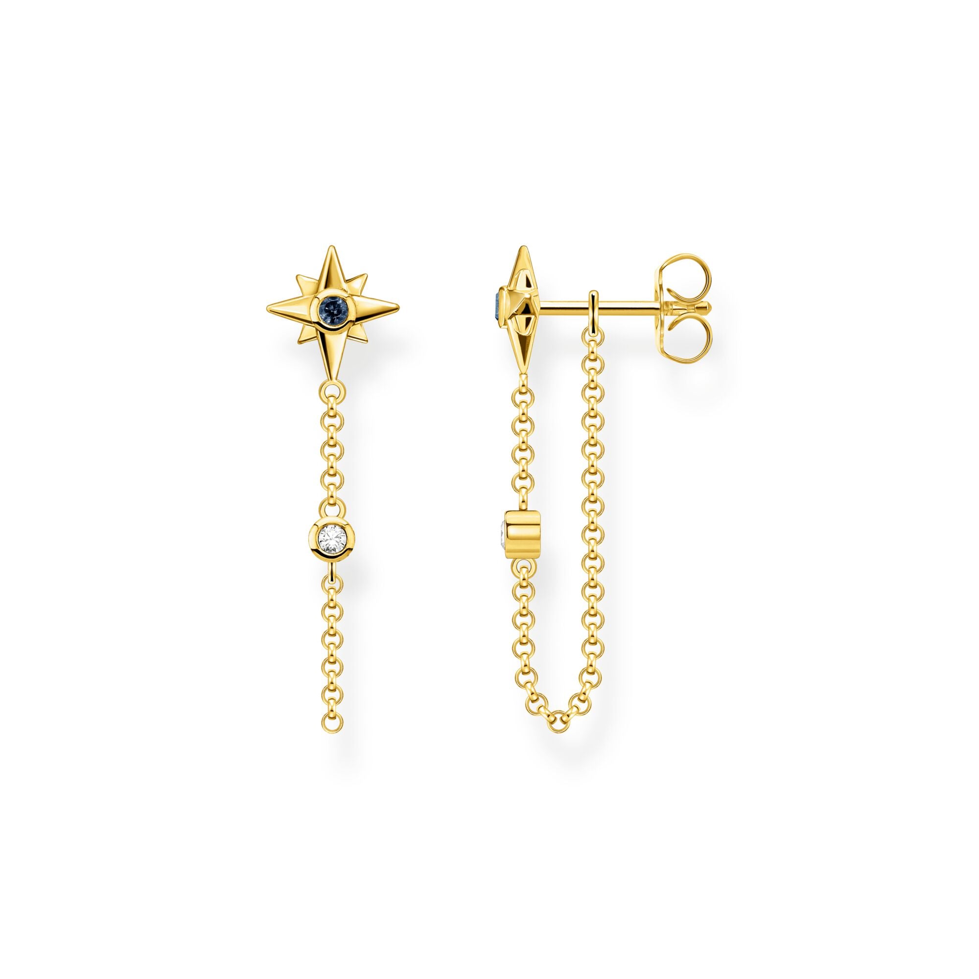 Thomas Sabo Sterling Silver 18K Plated Yellow Gold Dangling Star Earrings