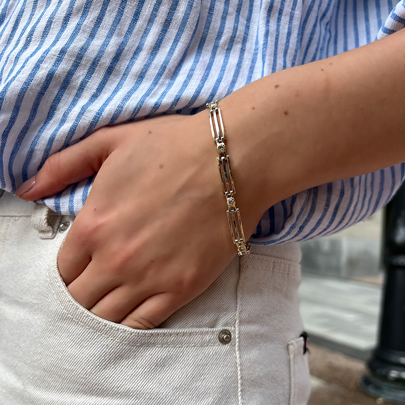 Estate 14K Two tone White and Yellow Gold Diamond Bracelet