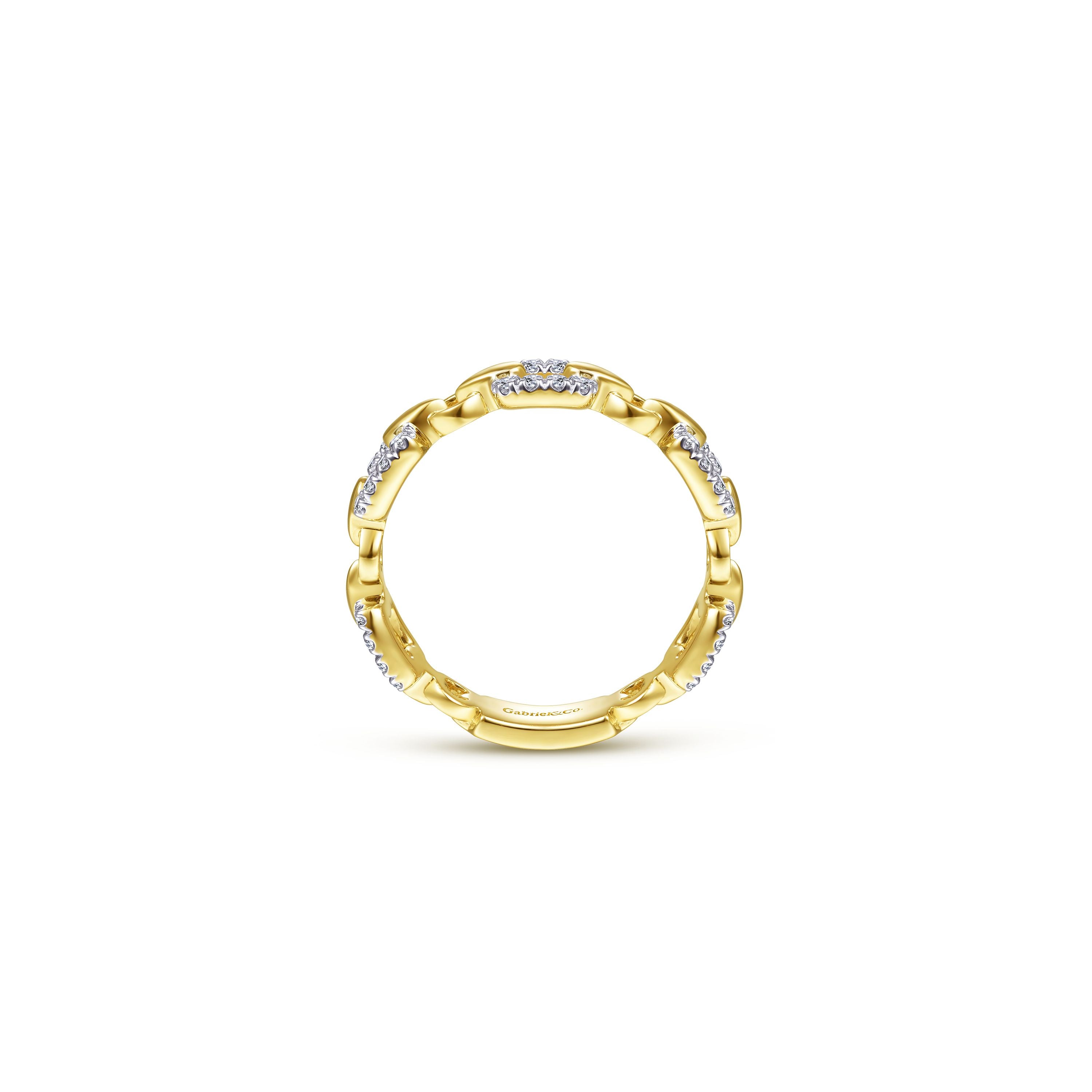 Gabriel & Co. 14k Yellow Gold & Diamond Link Ring