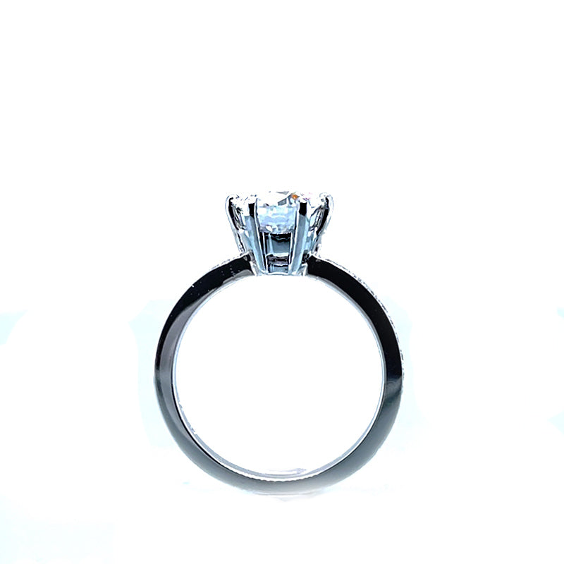 18K White Gold Six Prong 1.75 Carat Moissanite Engagement Ring